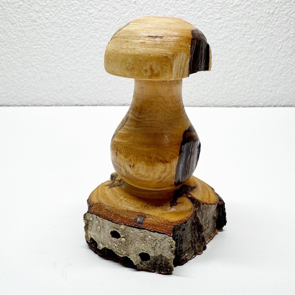 Hand Crafted Wood Mushroom Bud Vase M3